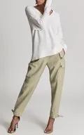 NWOT Reiss Women's Wool Blend Newlyn Cargo Pants - Khaki Tan Beige, Size 6