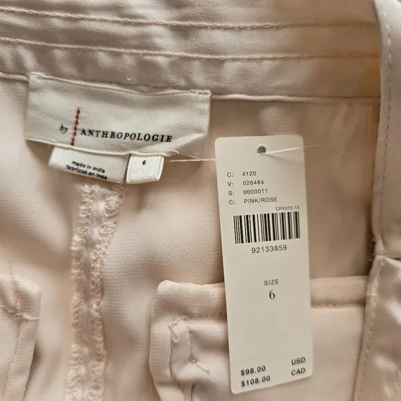 NWT By Anthropologie Silky Utility Mini Skirt, Size 6