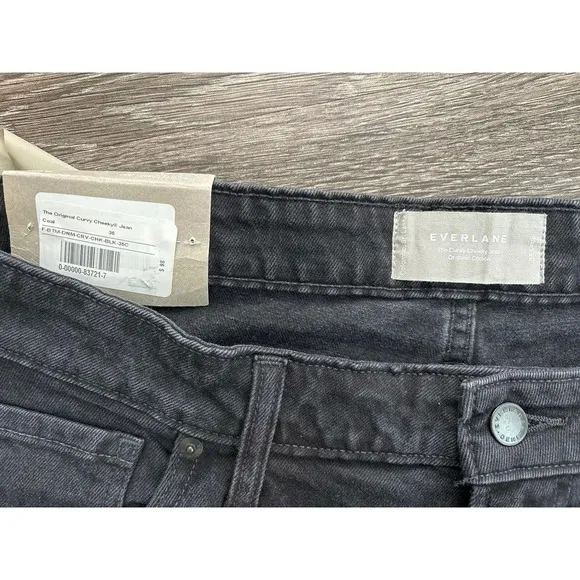 NWT Everlane The Original Curvy Cheeky Crop Jean Organic Cotton Black Size 35