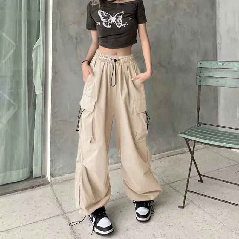 Obsidian Phoenix New Wide-Leg Drawstring Cargo Pants