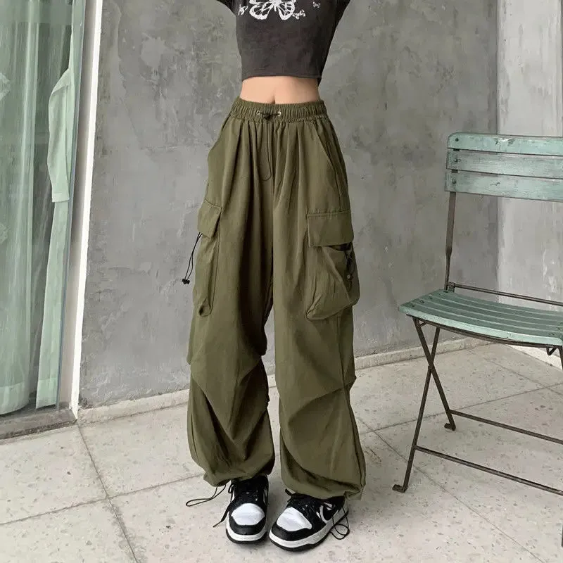 Obsidian Phoenix New Wide-Leg Drawstring Cargo Pants