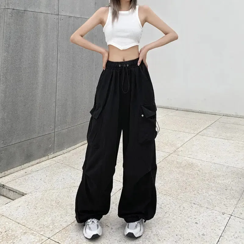 Obsidian Phoenix New Wide-Leg Drawstring Cargo Pants