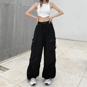 Obsidian Phoenix New Wide-Leg Drawstring Cargo Pants