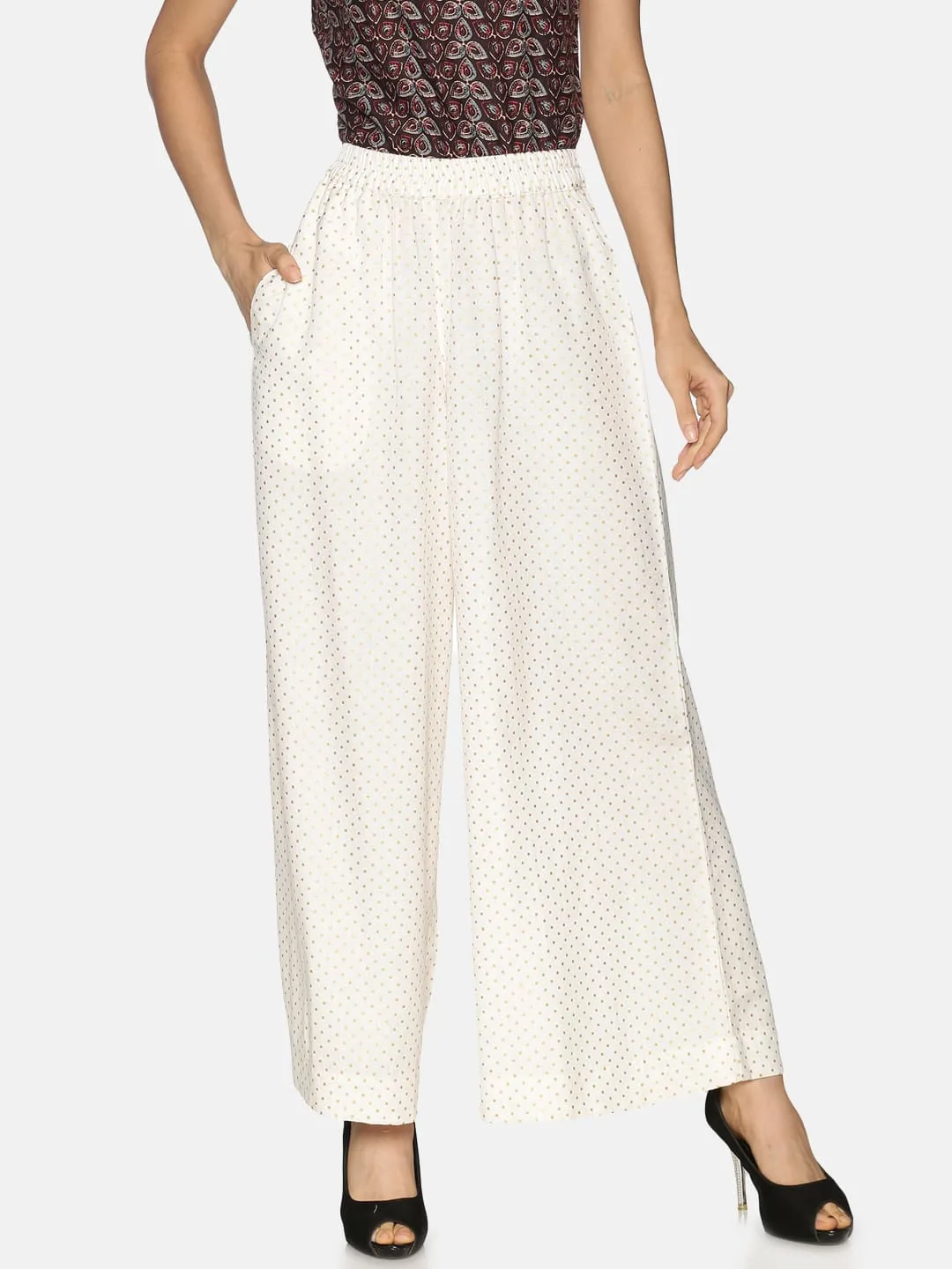 Off-White Polka Dots Printed Palazzo