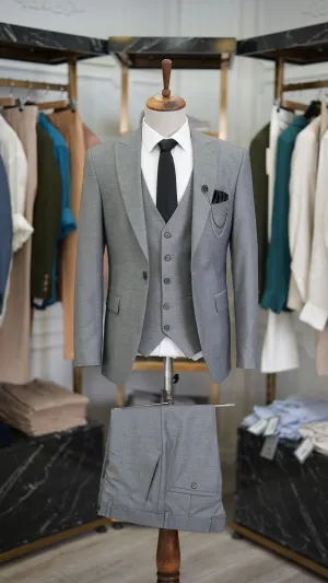 Paul Gray Slim Fit 3 Piece Peak Lapel Suit - Versatile Elegance for Every Occasion