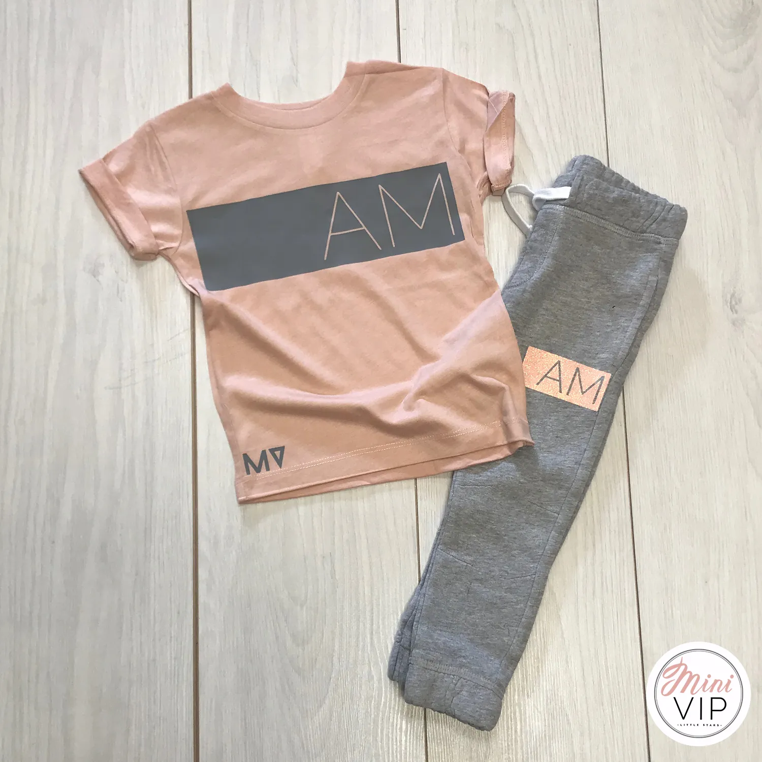 Personalised Grey/Peach Tracksuit Lounge Set - Spring/Summer