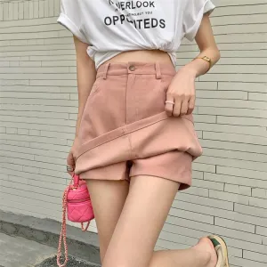 Pink High Waisted Tailored Skorts
