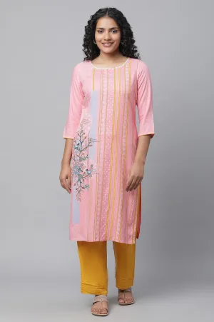 Pink Printed kurta & Palazzo Set