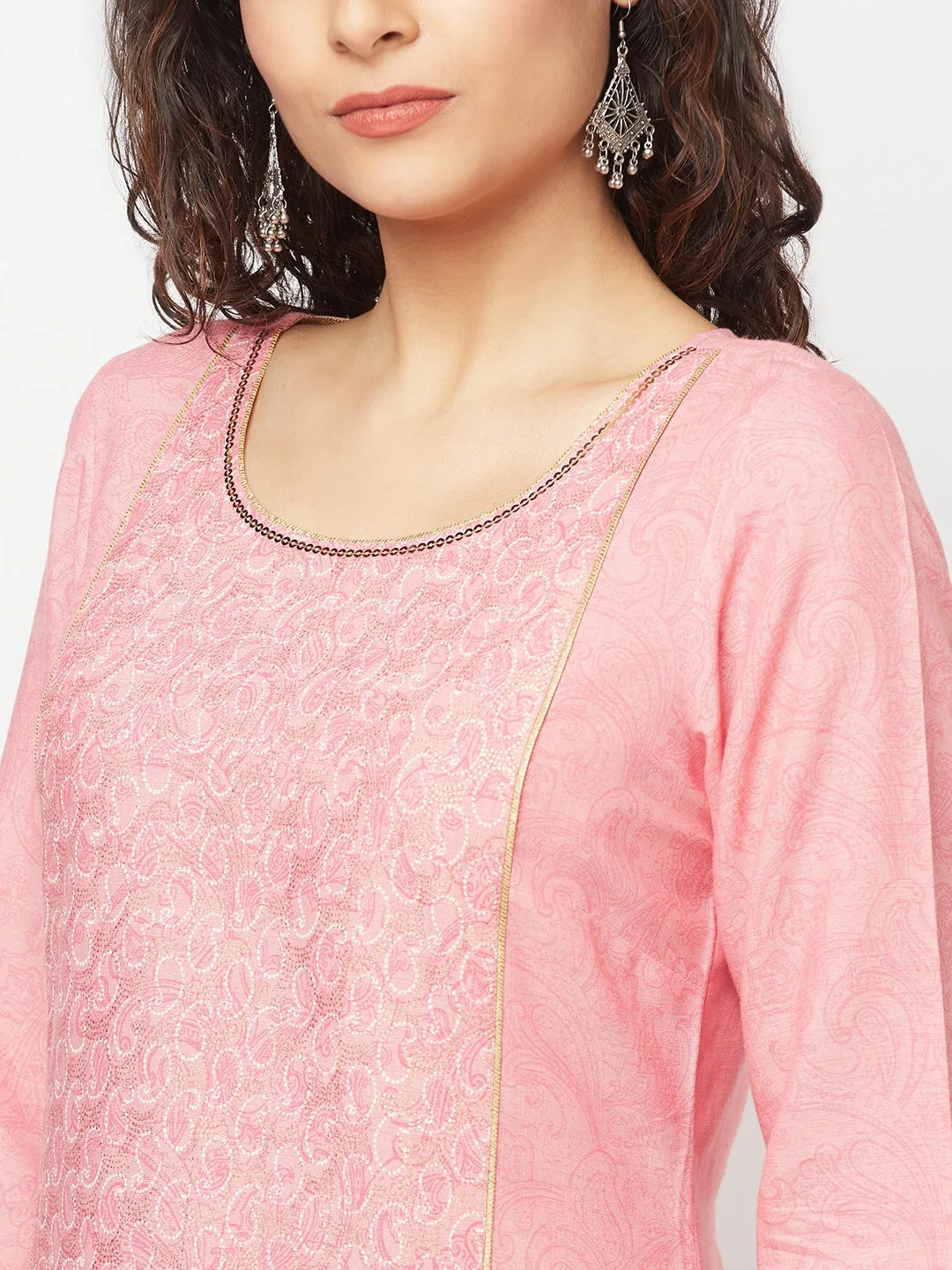 Pink Printed kurta and Palazzo Set