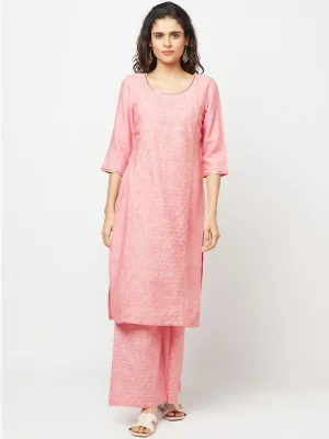 Pink Printed kurta and Palazzo Set