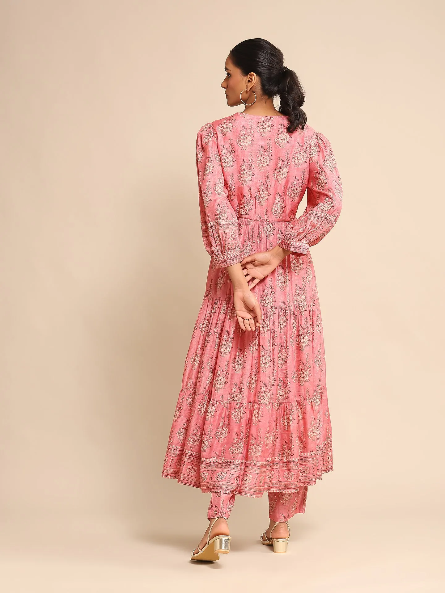 Pink Printed Viscose Kurta And Palazzo