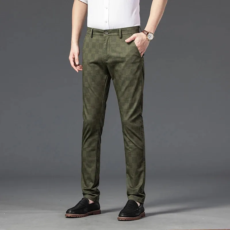 Plaid Stretch Dress Pants