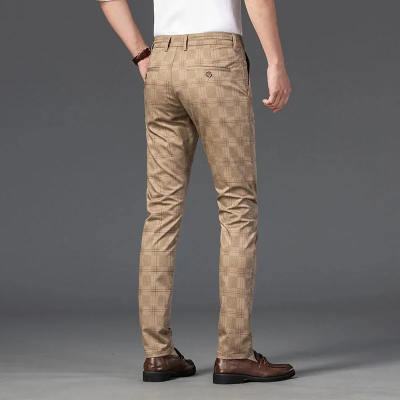 Plaid Stretch Dress Pants
