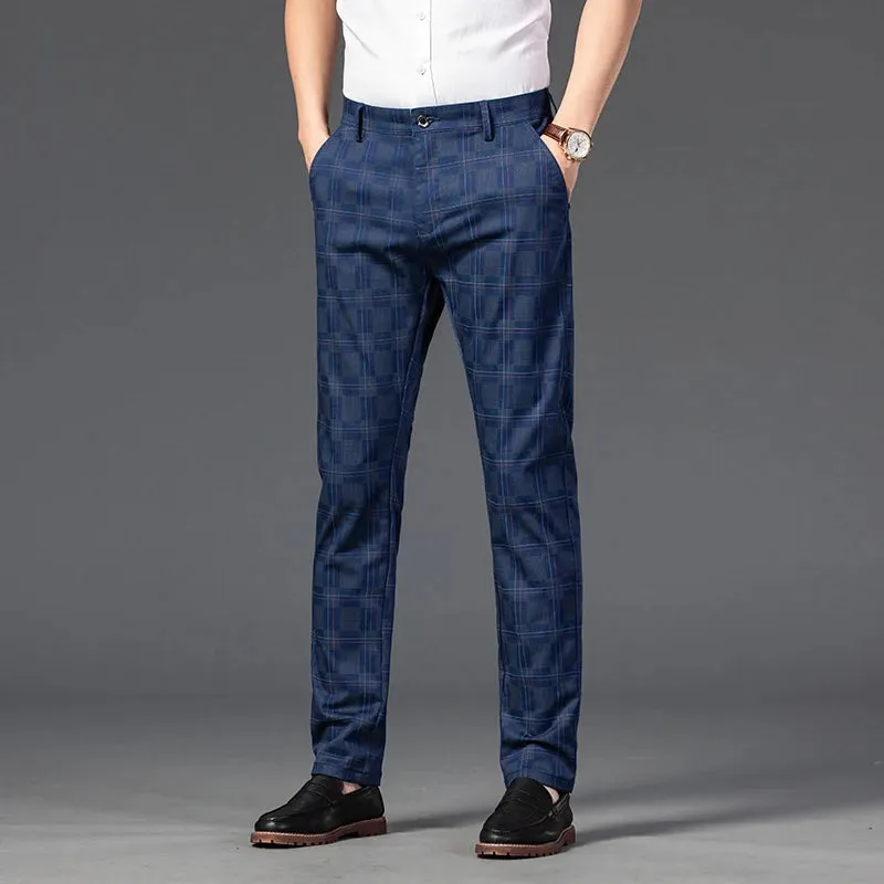 Plaid Stretch Dress Pants