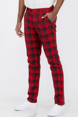 Plaid Trouser Pants Red