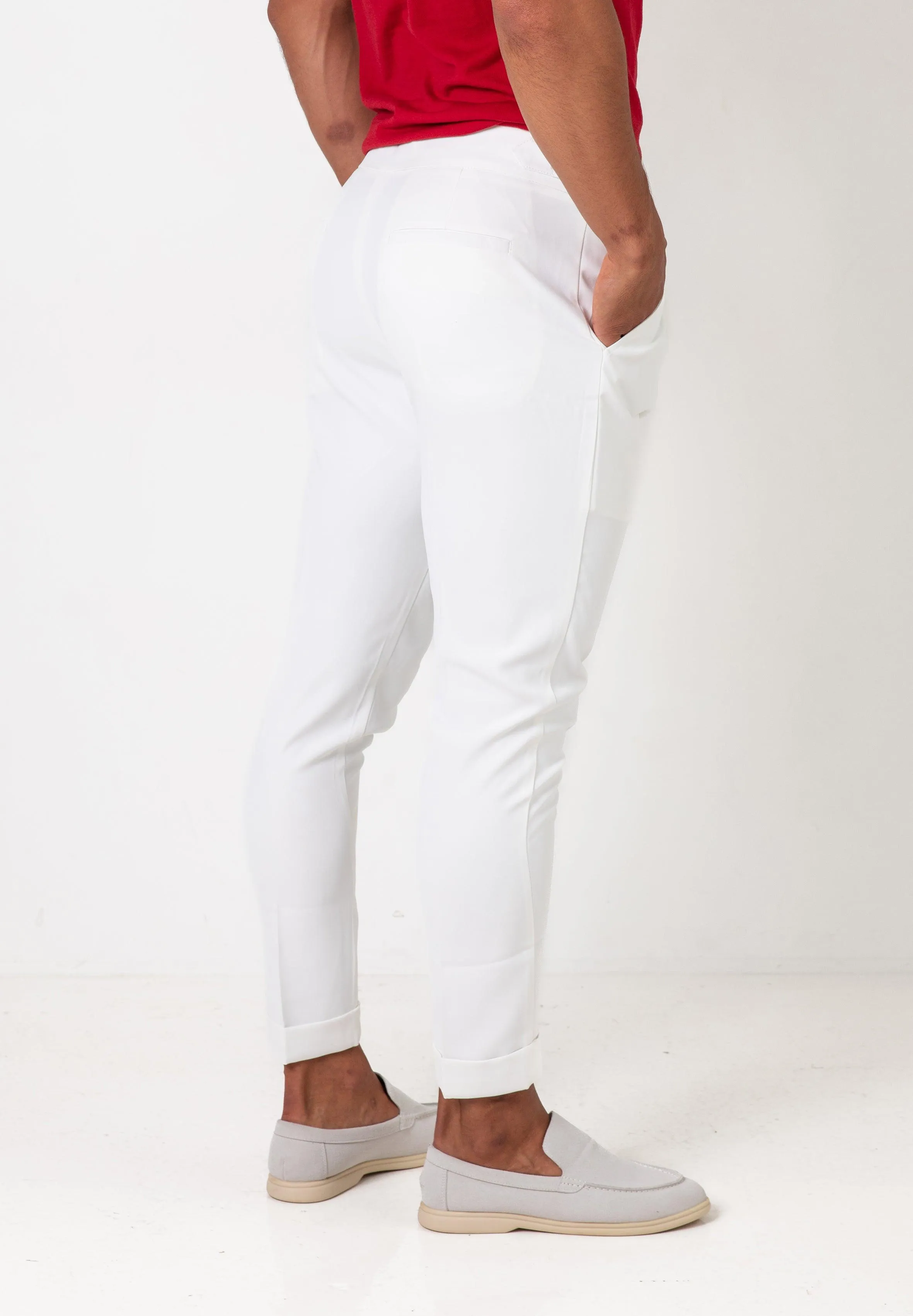 Pleated Dress Pants White - Tailored Slim Fit