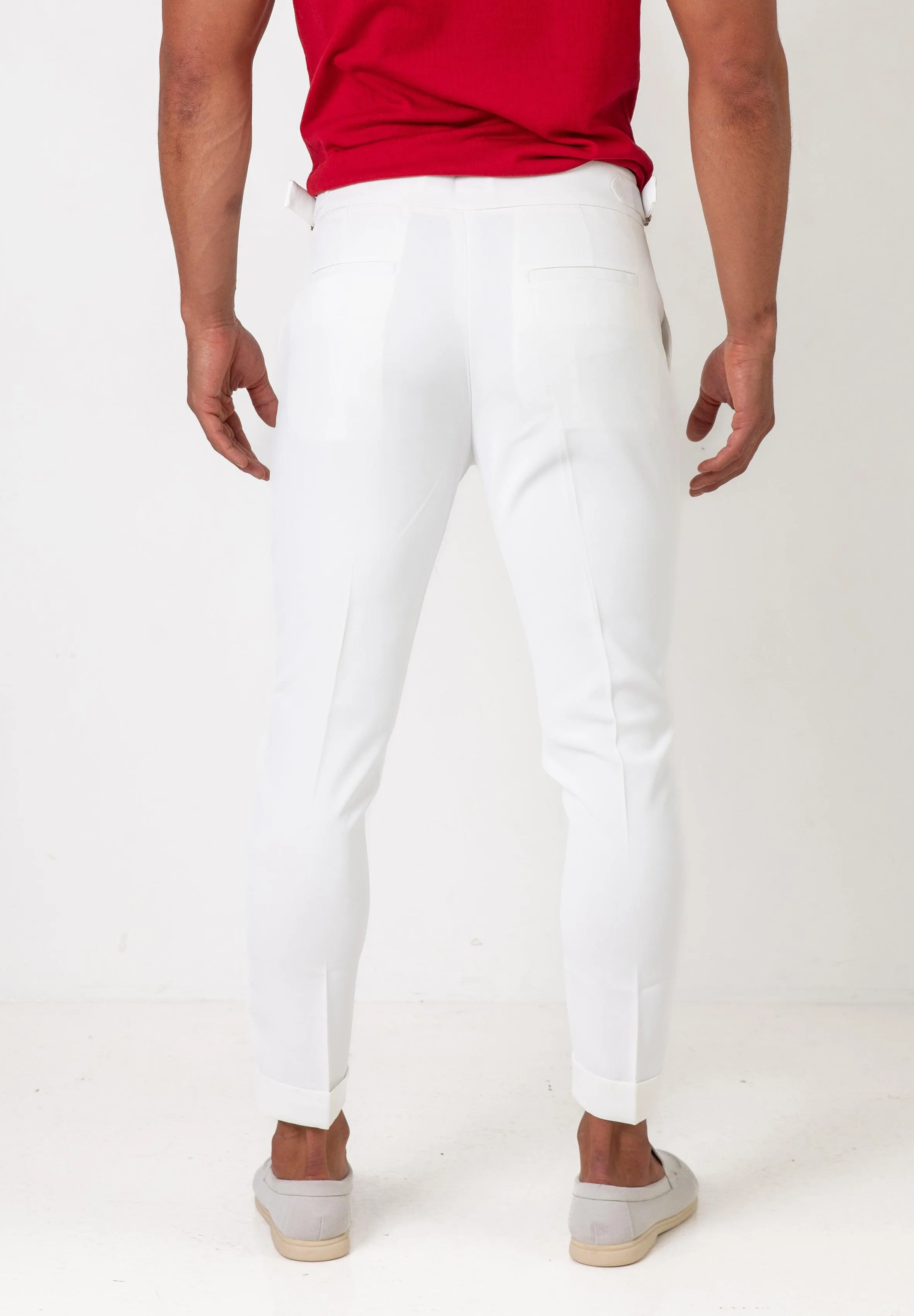 Pleated Dress Pants White - Tailored Slim Fit
