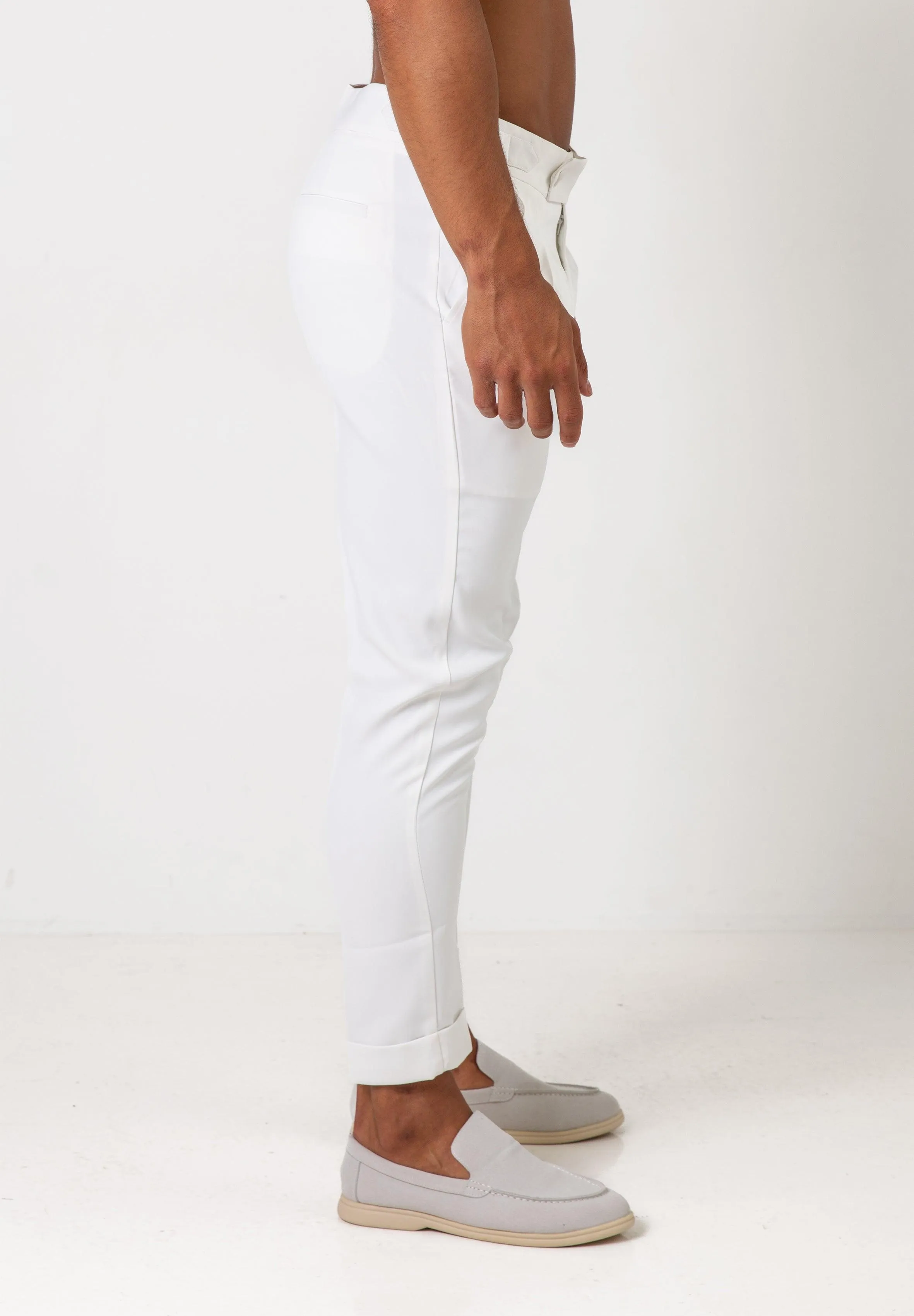 Pleated Dress Pants White - Tailored Slim Fit