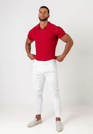 Pleated Dress Pants White - Tailored Slim Fit