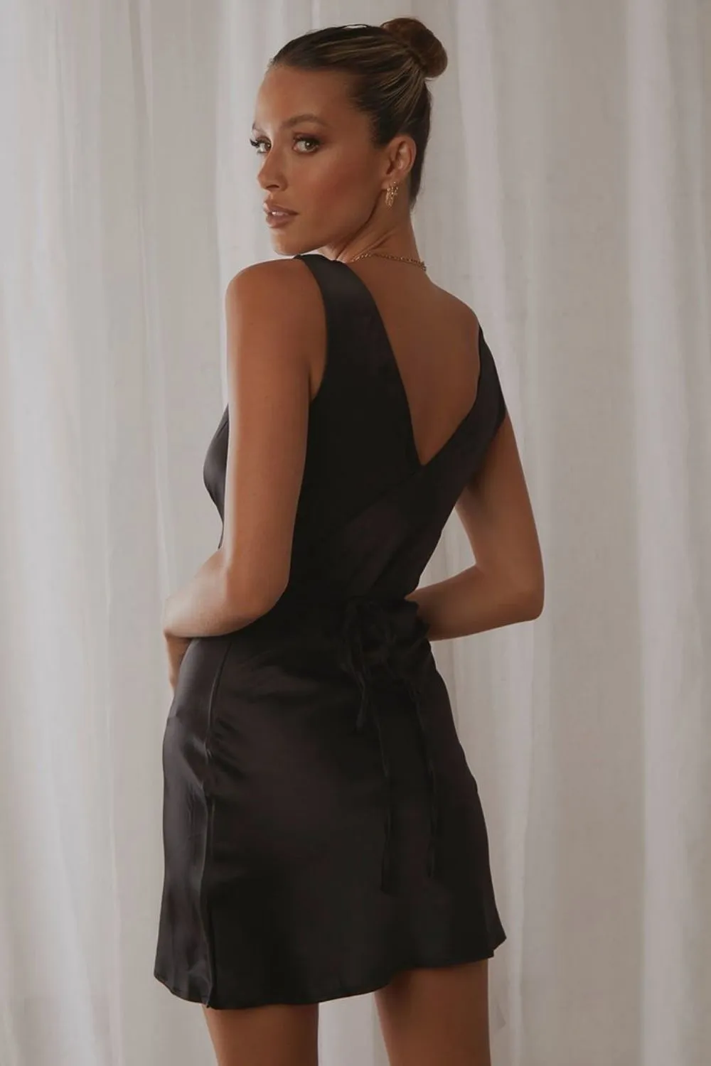 Plunge Neck Dress Black