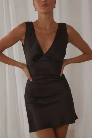 Plunge Neck Dress Black