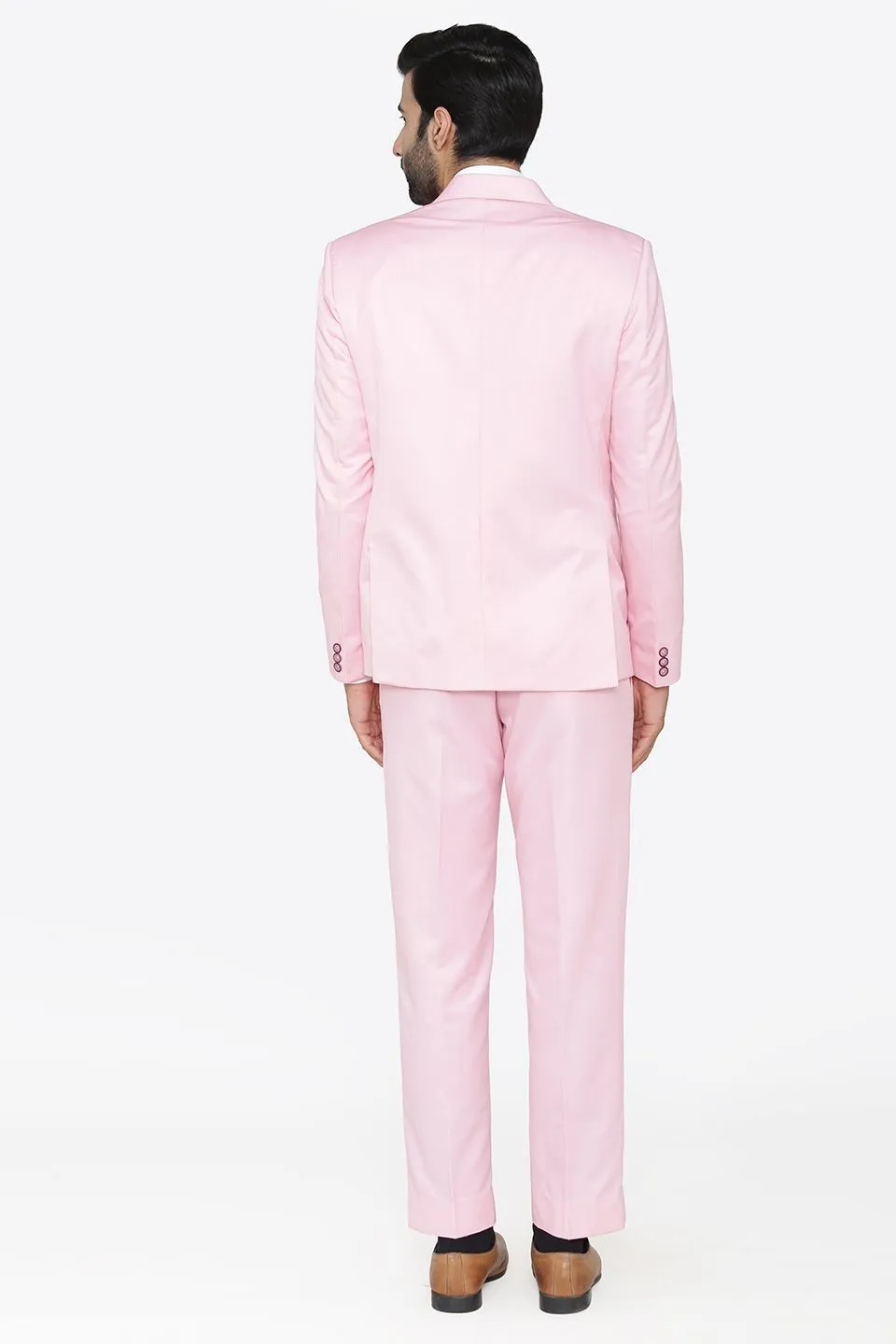 Polyester Cotton Pink Two Piece Suit