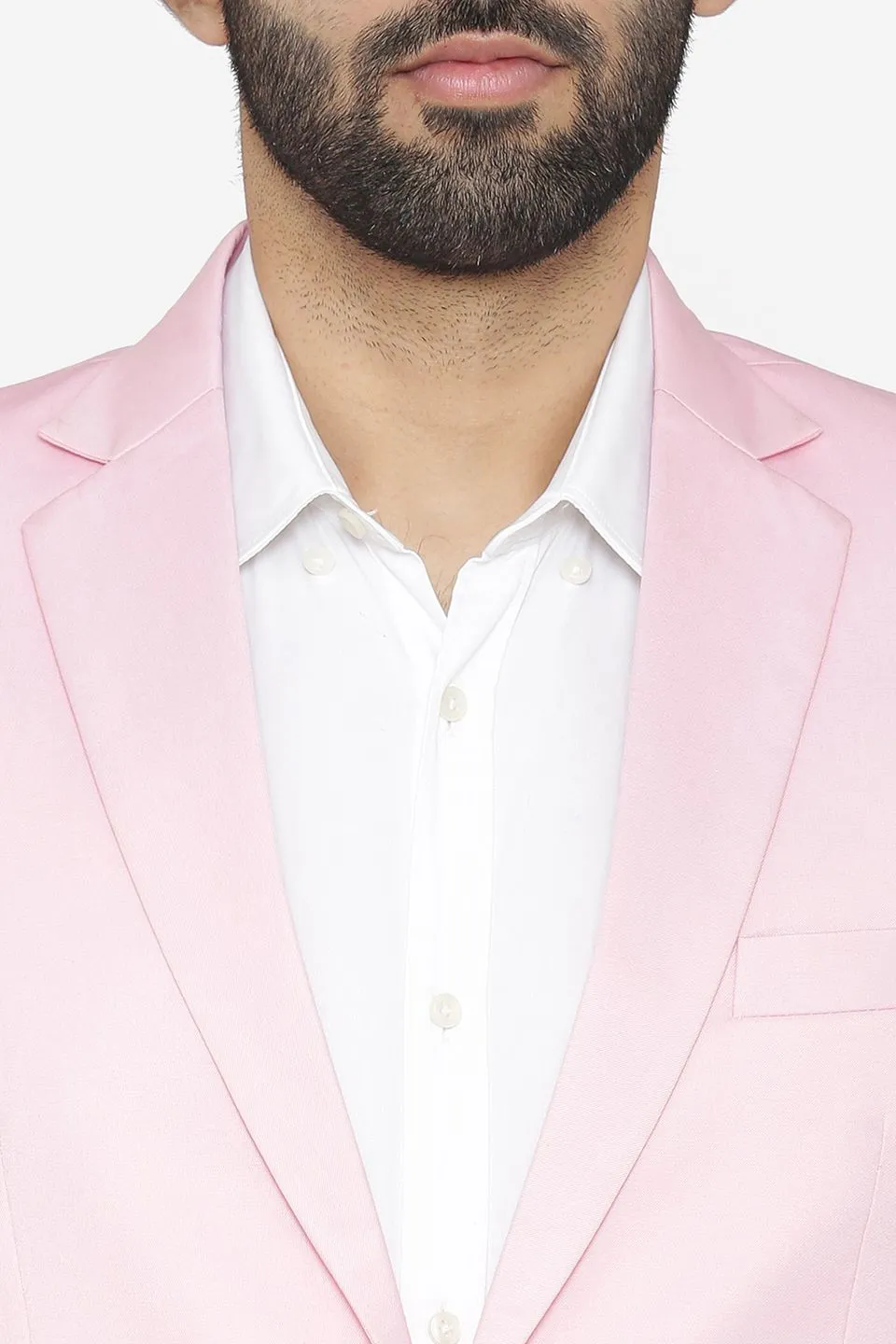 Polyester Cotton Pink Two Piece Suit