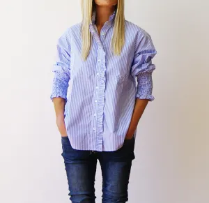 Poppy Shirt in Azure and White