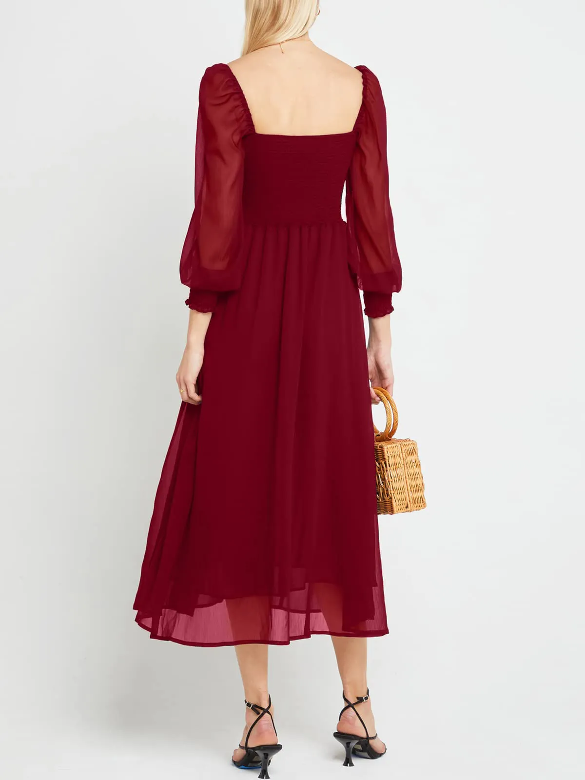 Puffy High-Waisted Floral Dress