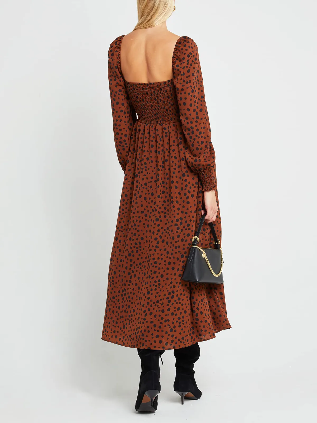 Puffy High-Waisted Floral Dress