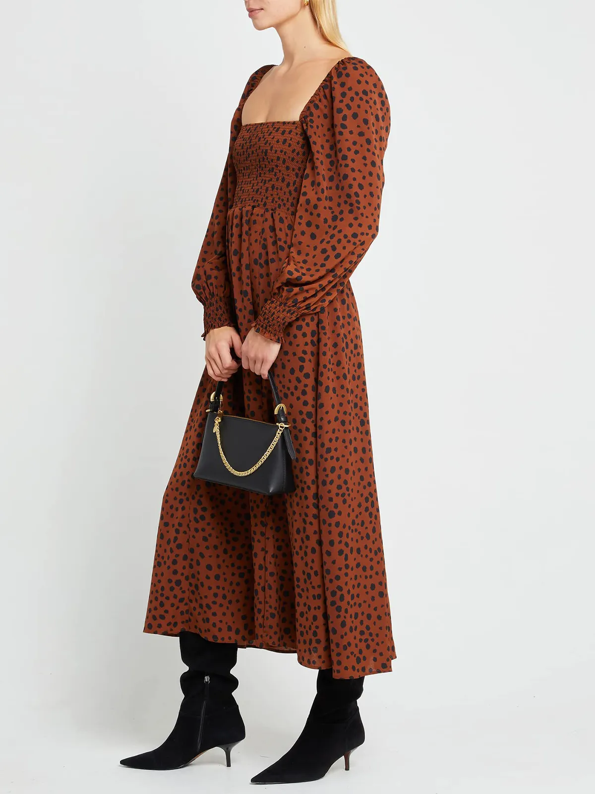 Puffy High-Waisted Floral Dress