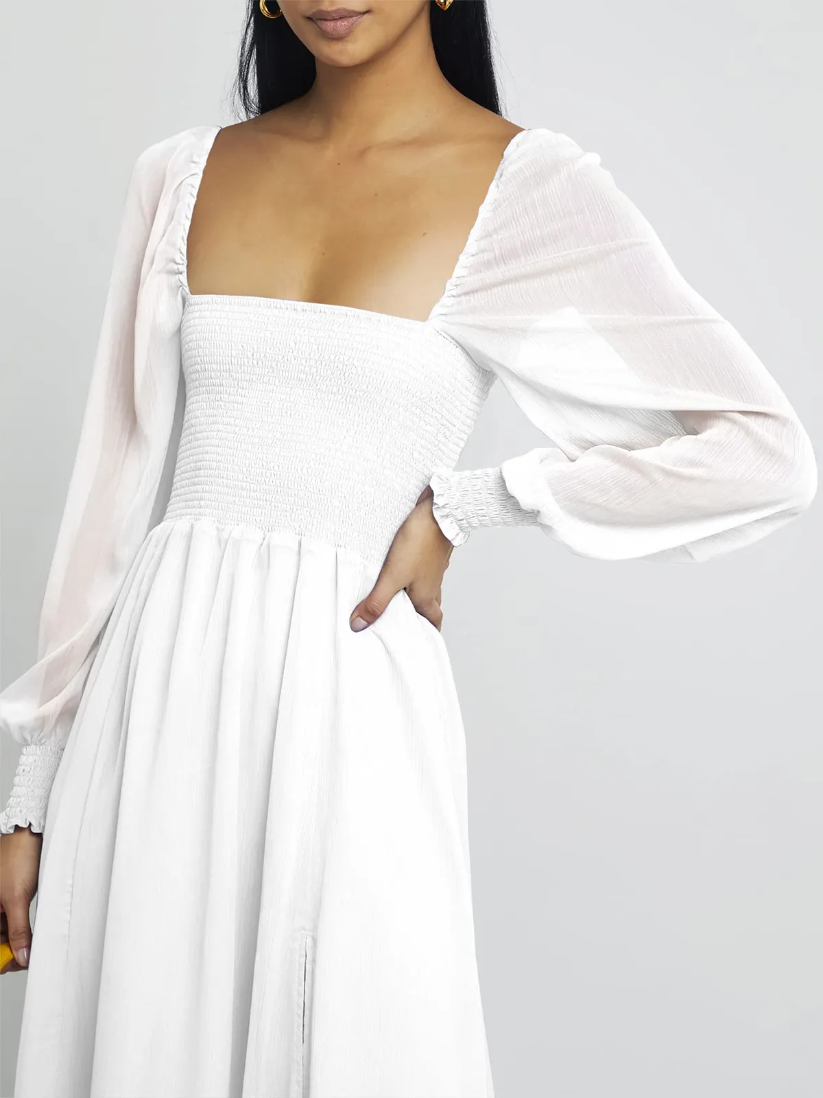 Puffy High-Waisted Floral Dress