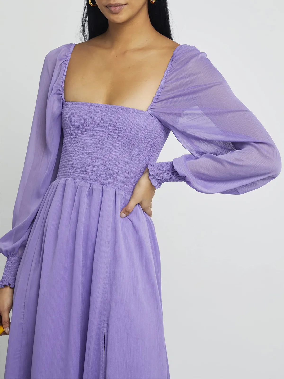 Puffy High-Waisted Floral Dress