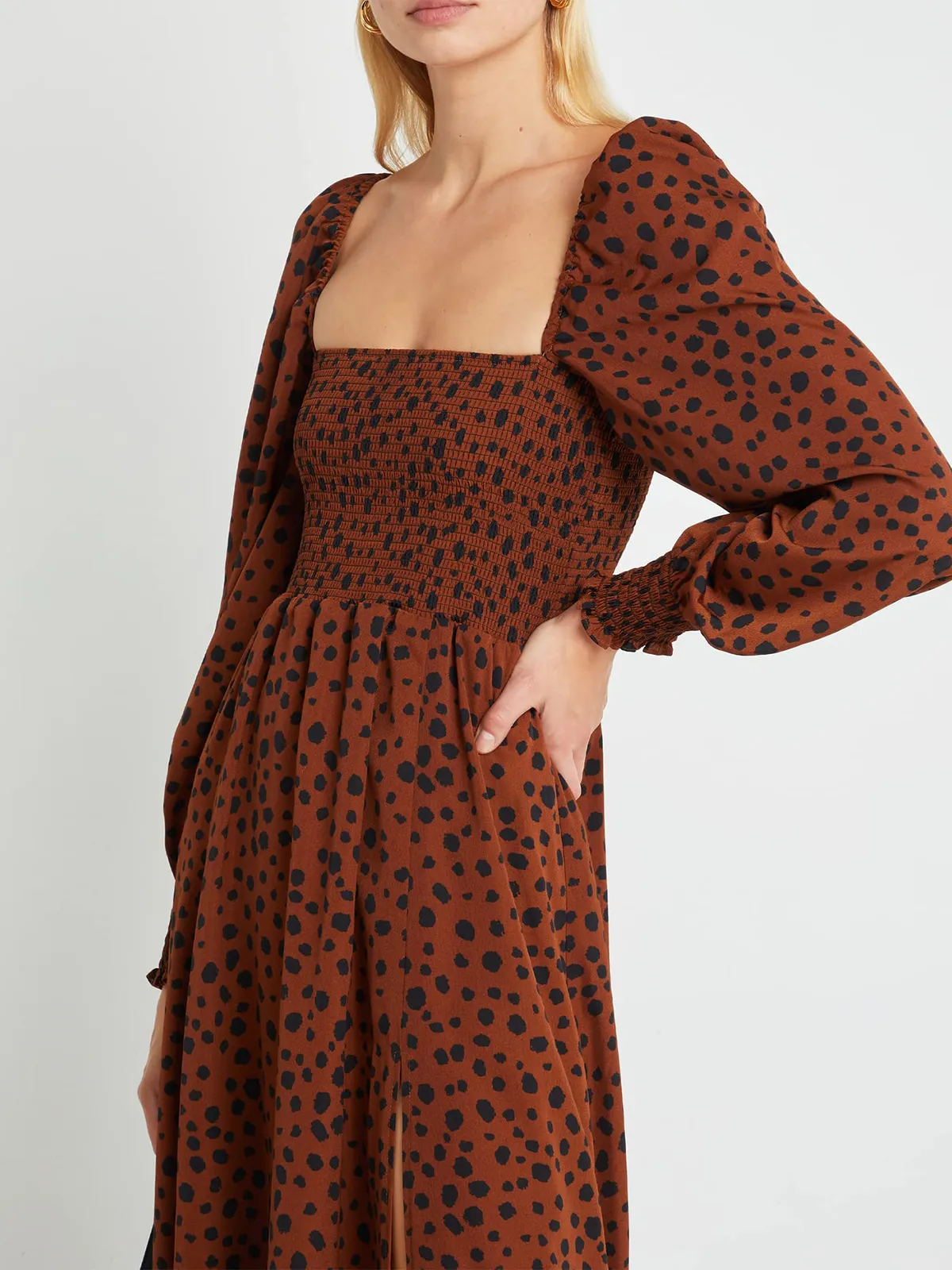 Puffy High-Waisted Floral Dress