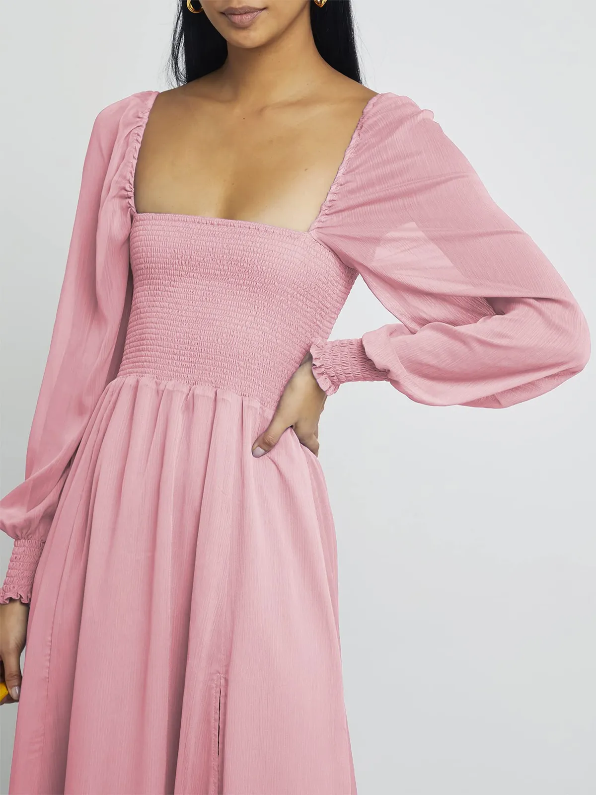 Puffy High-Waisted Floral Dress