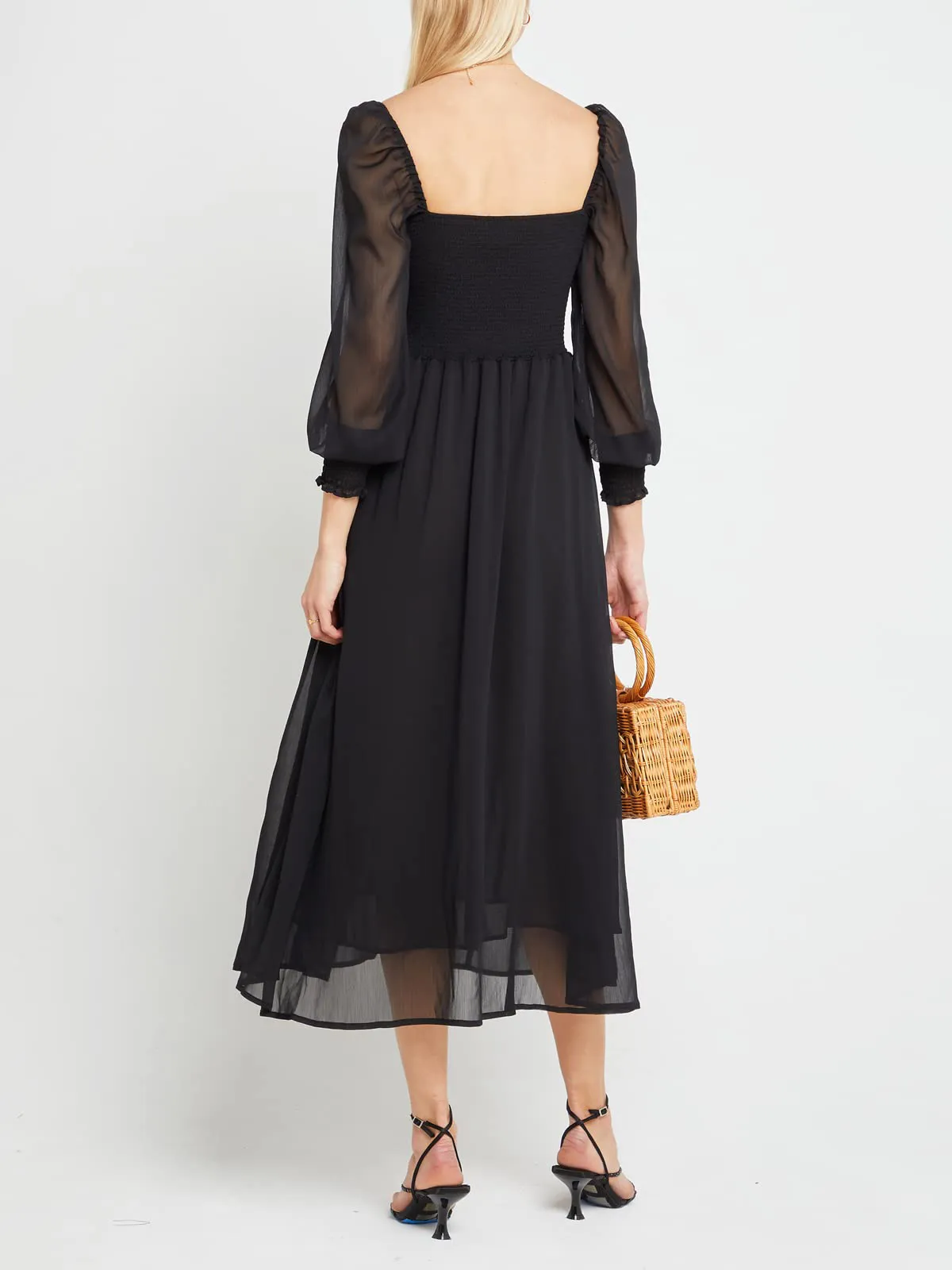 Puffy High-Waisted Floral Dress