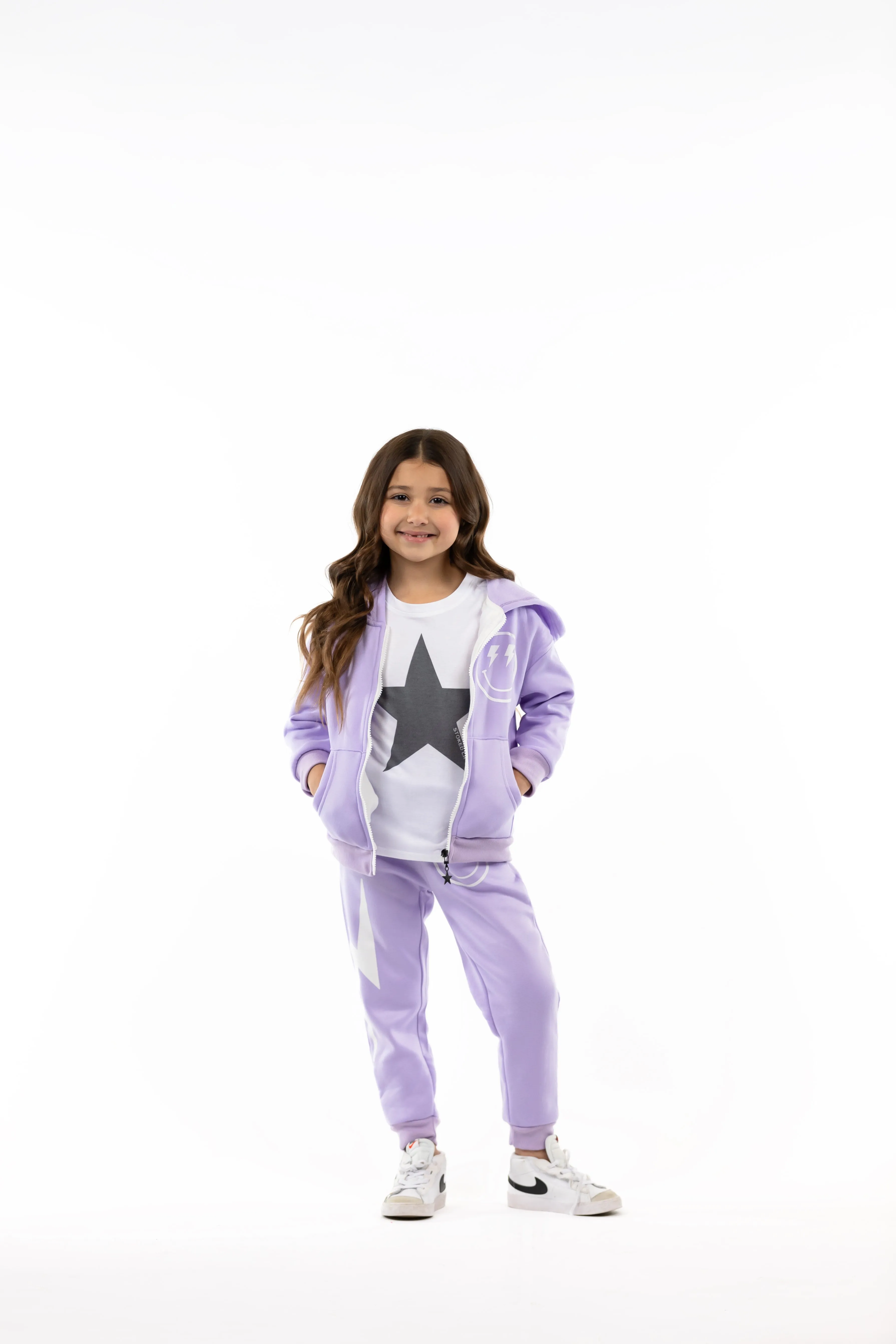 PURPLE LIGHTNING SMILEY SWEATPANTS