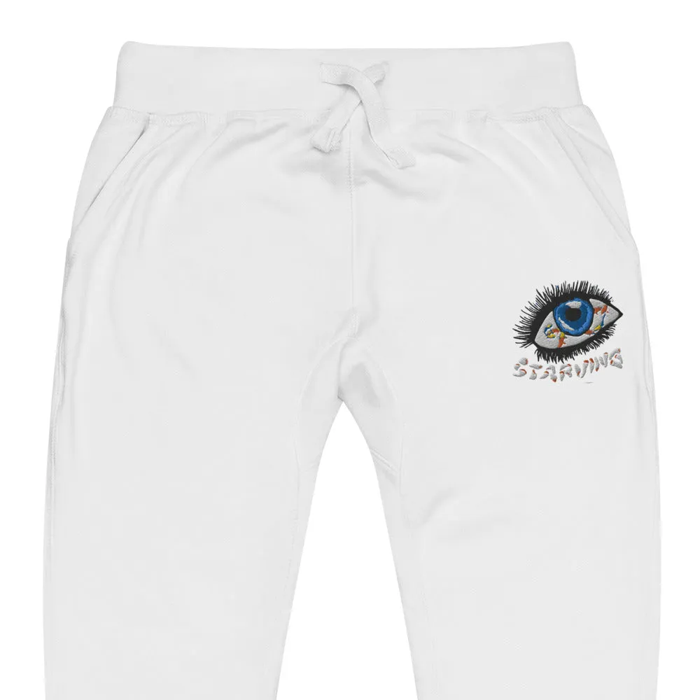 "Fisheye" embroidered fleece sweats