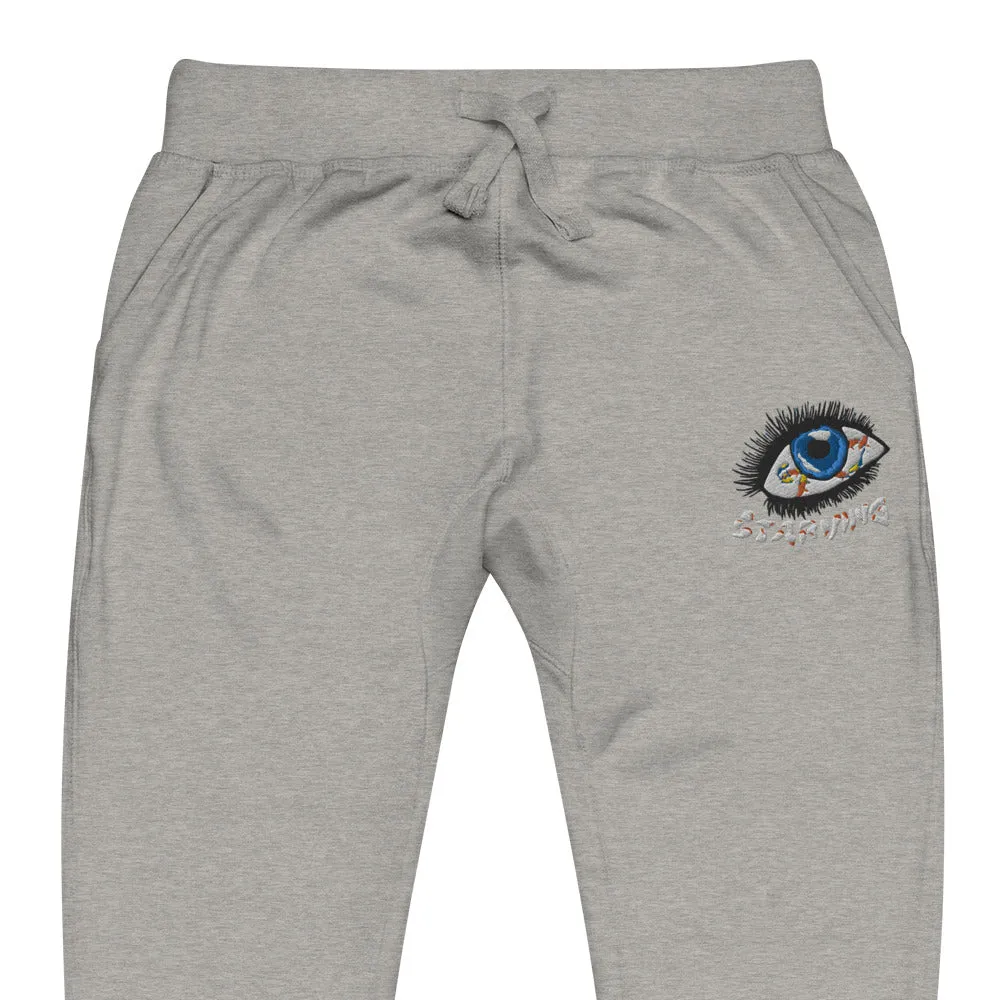 "Fisheye" embroidered fleece sweats