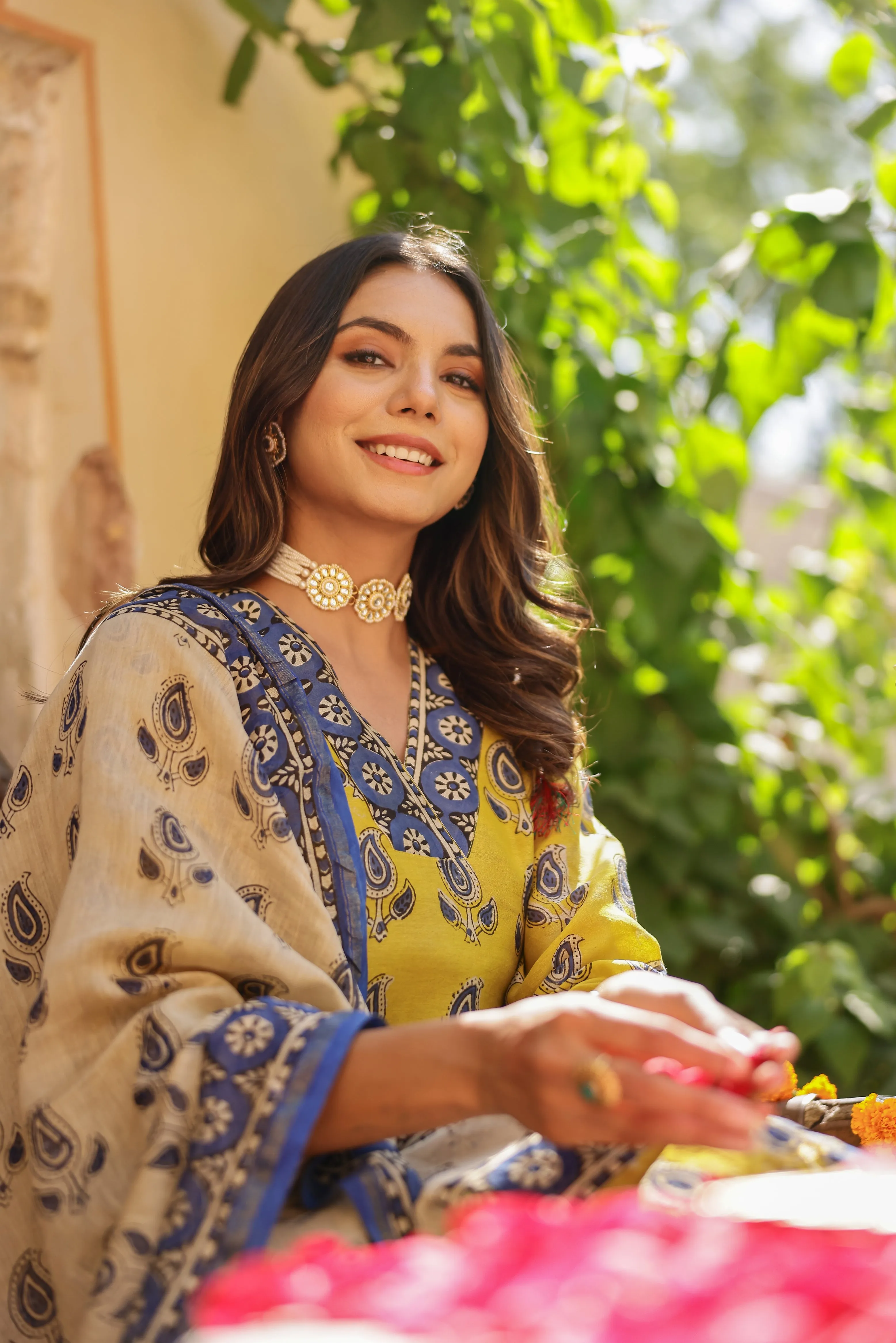 "Jalsa" Bagru Hand Block Printed Chanderi Suit Set(3pc)