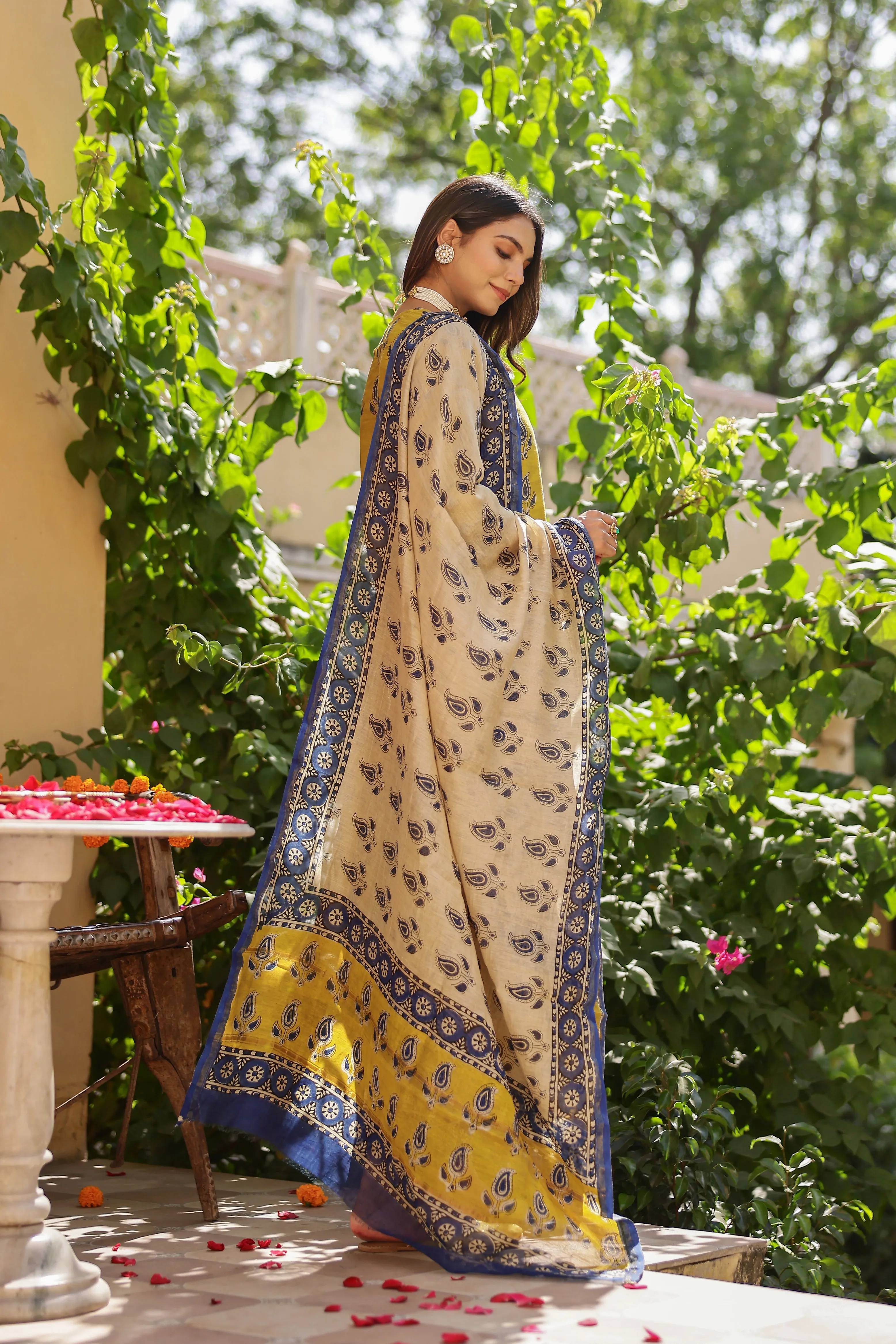 "Jalsa" Bagru Hand Block Printed Chanderi Suit Set(3pc)
