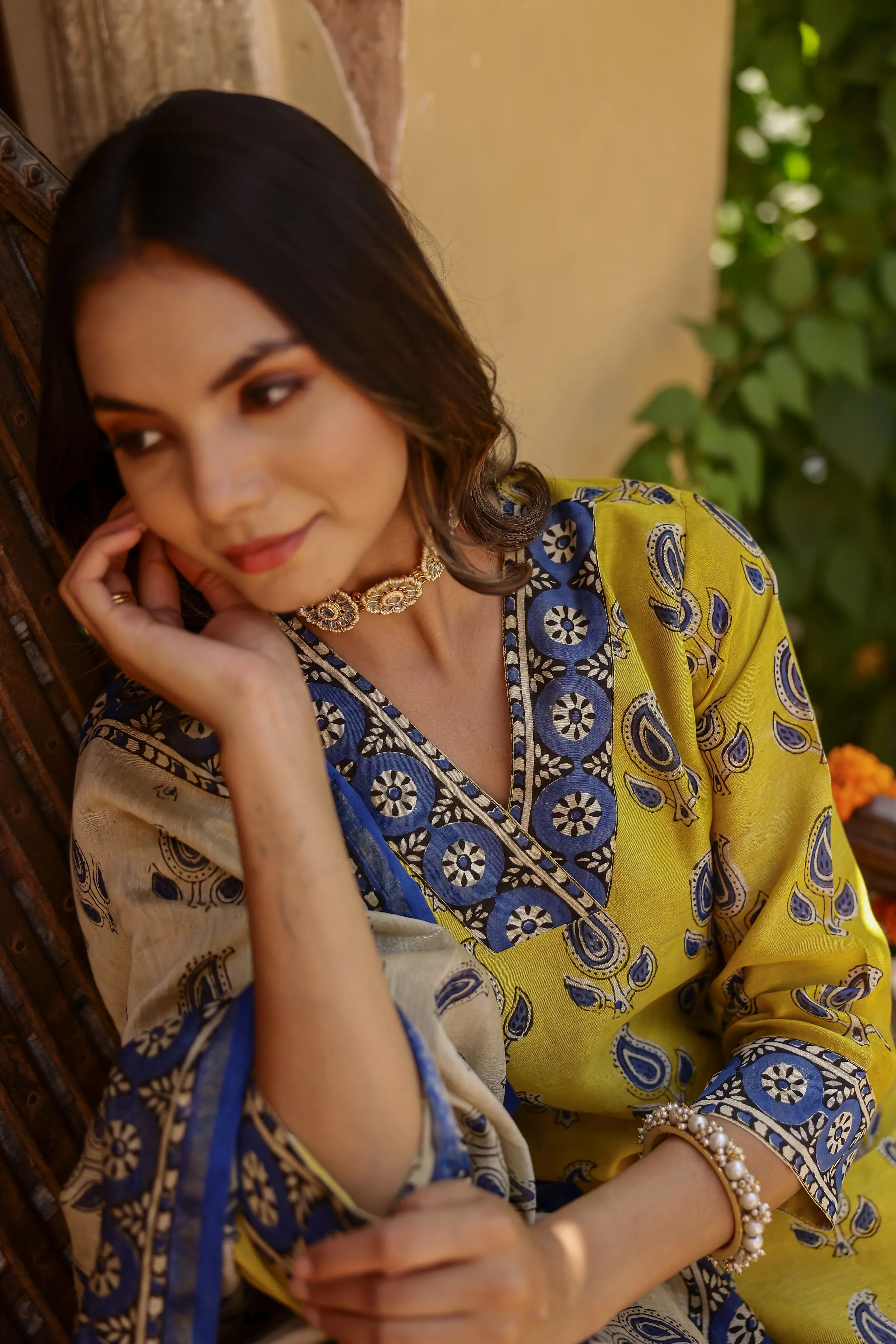 "Jalsa" Bagru Hand Block Printed Chanderi Suit Set(3pc)