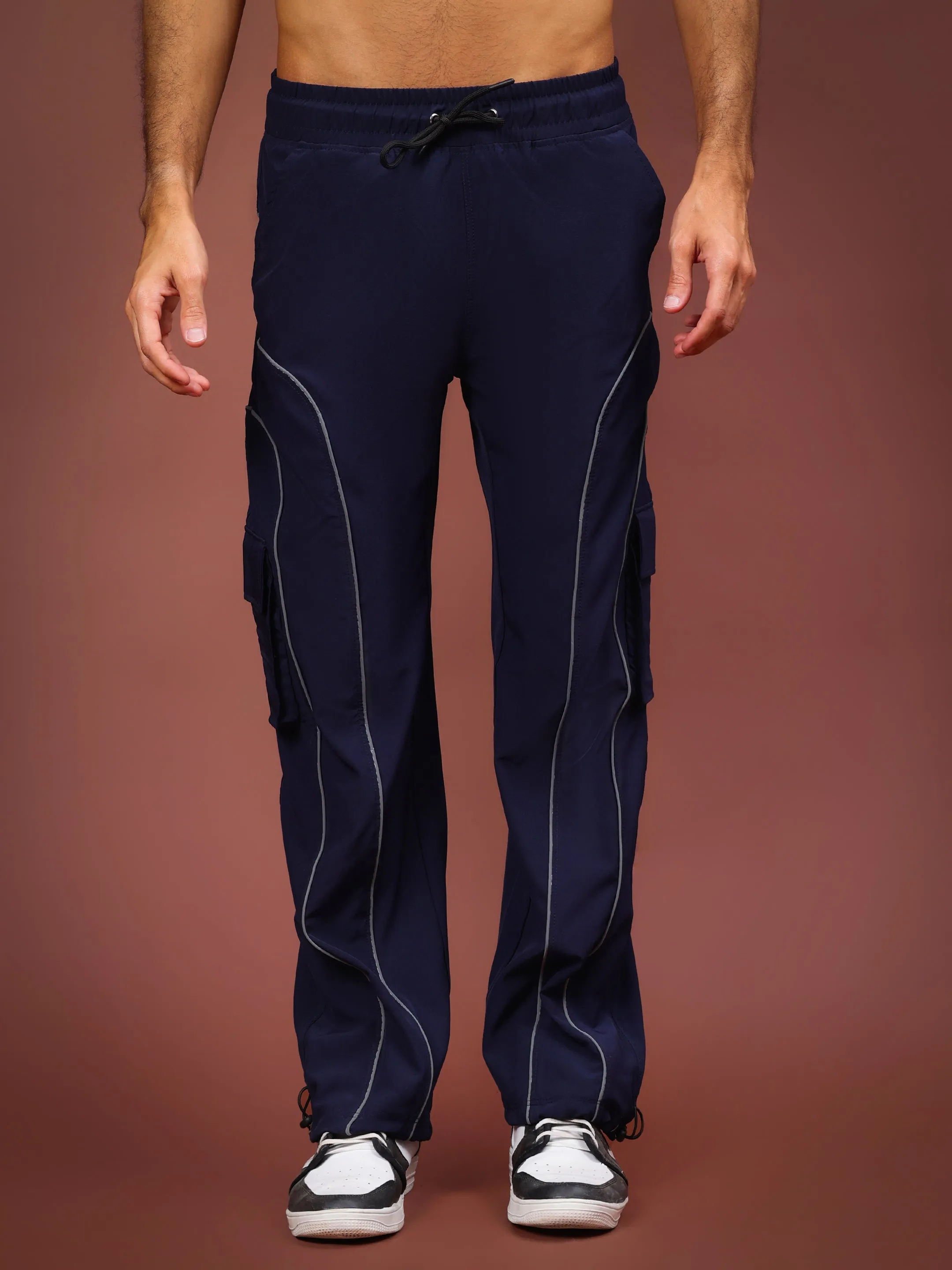 RAY REFLECTOR PARACHUTE CARGO PANTS (NAVY BLUE)