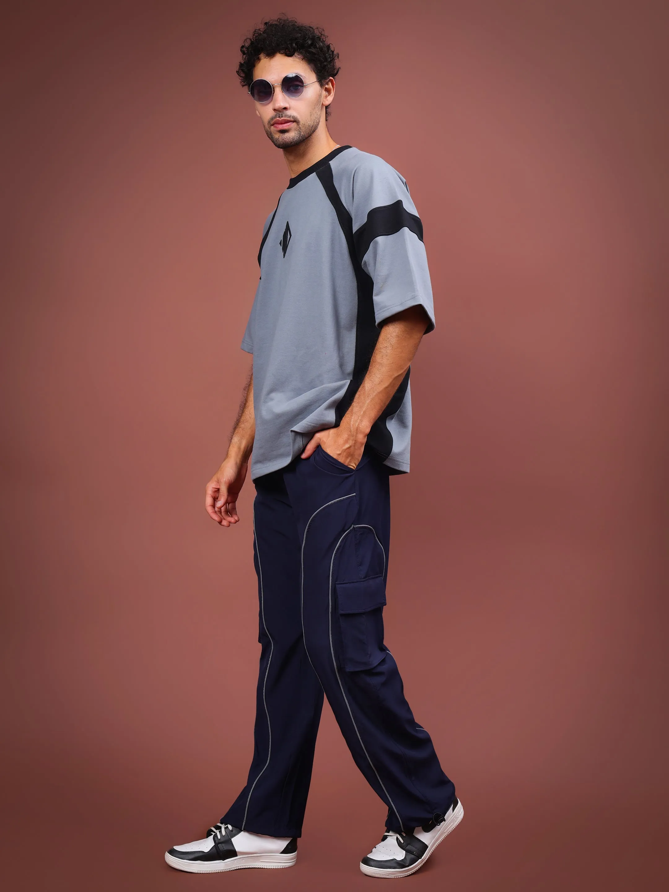 RAY REFLECTOR PARACHUTE CARGO PANTS (NAVY BLUE)