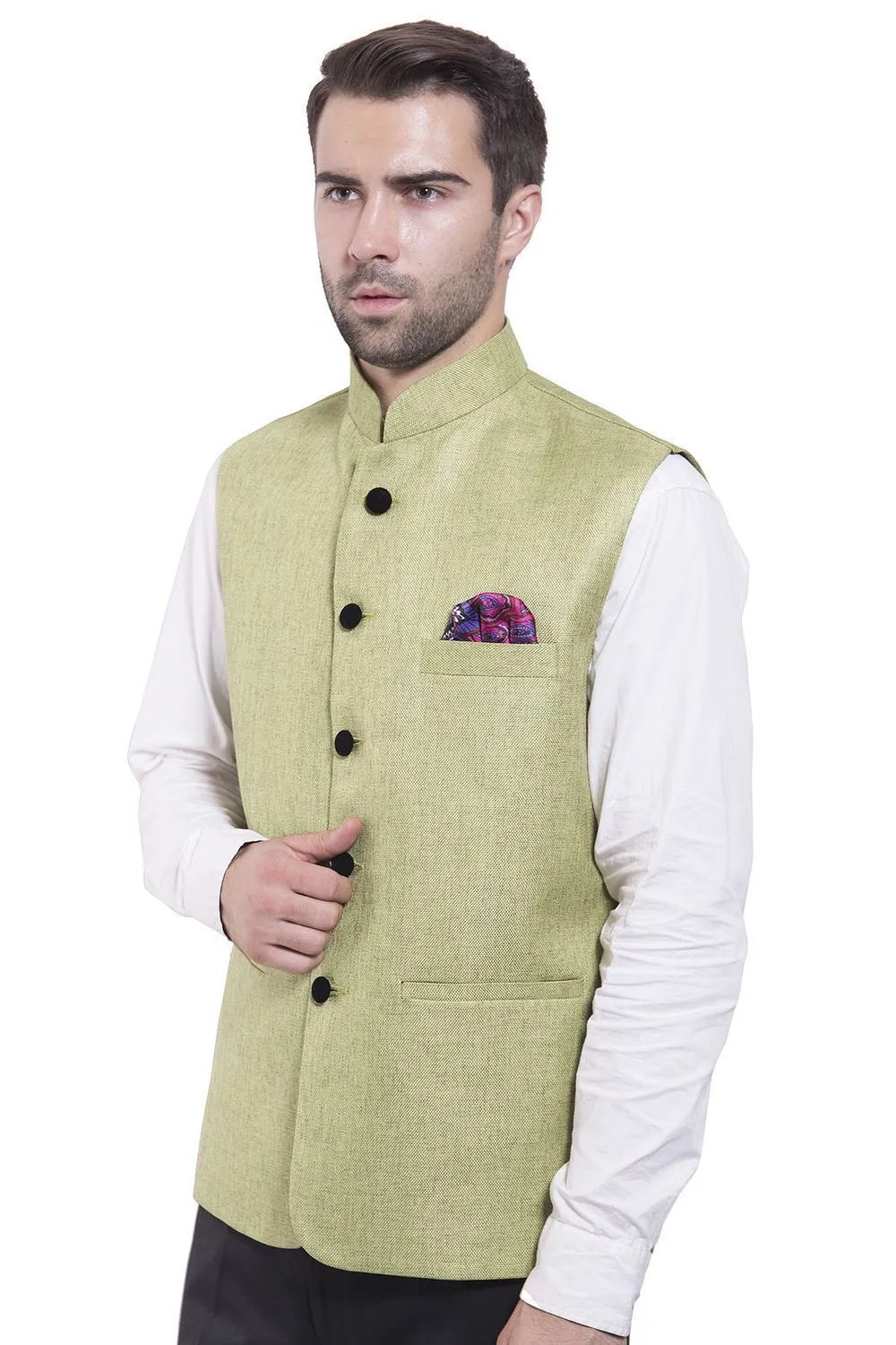 Rayon Green Modi Nehru Jacket