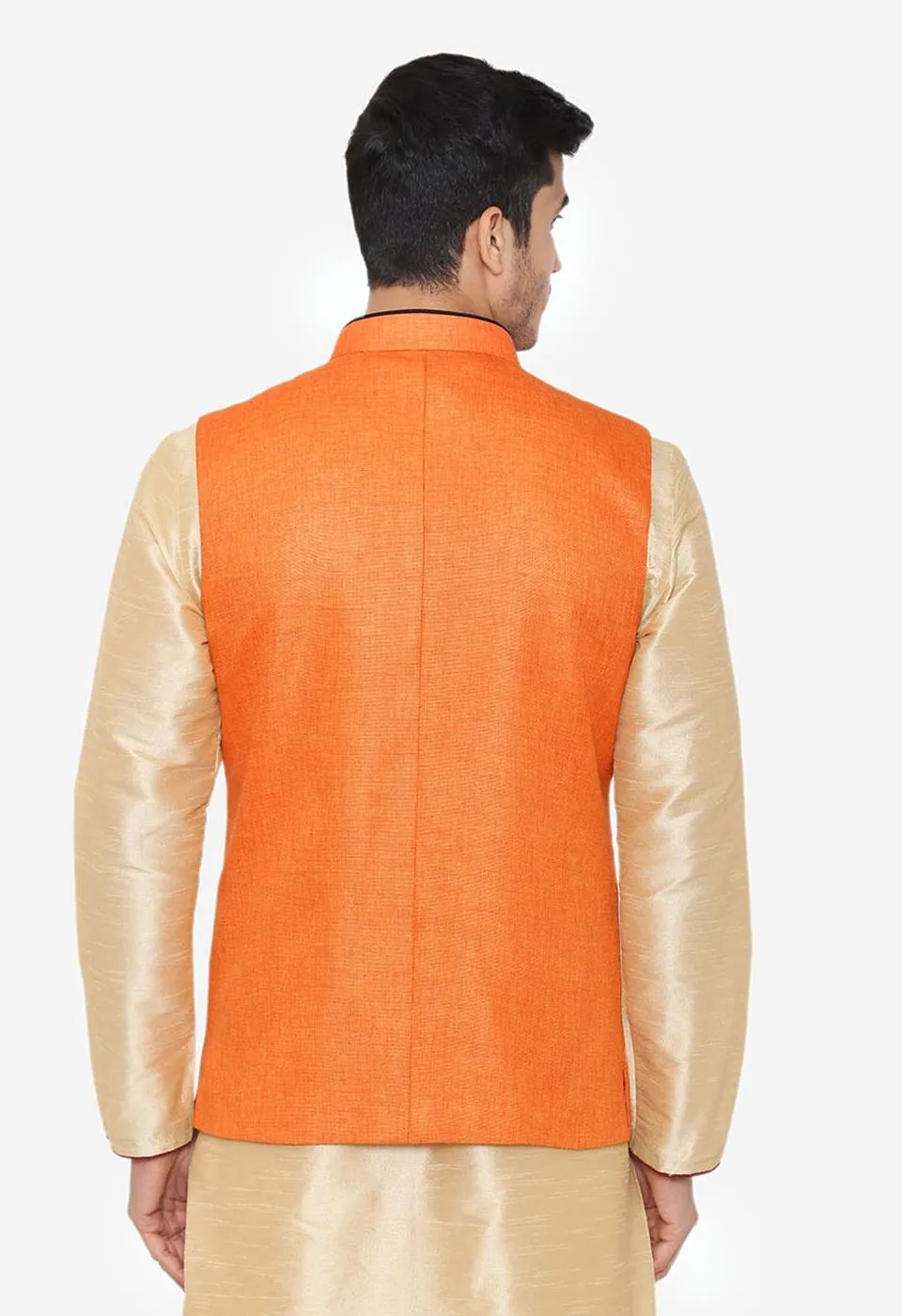 Rayon Orange Nehru Modi Jacket