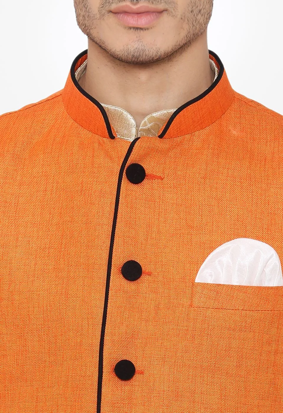 Rayon Orange Nehru Modi Jacket