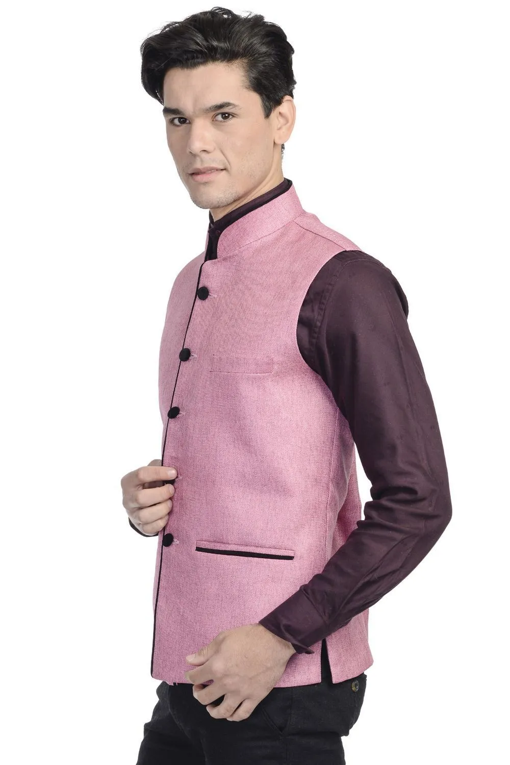 Rayon Pink Modi Nehru Jacket