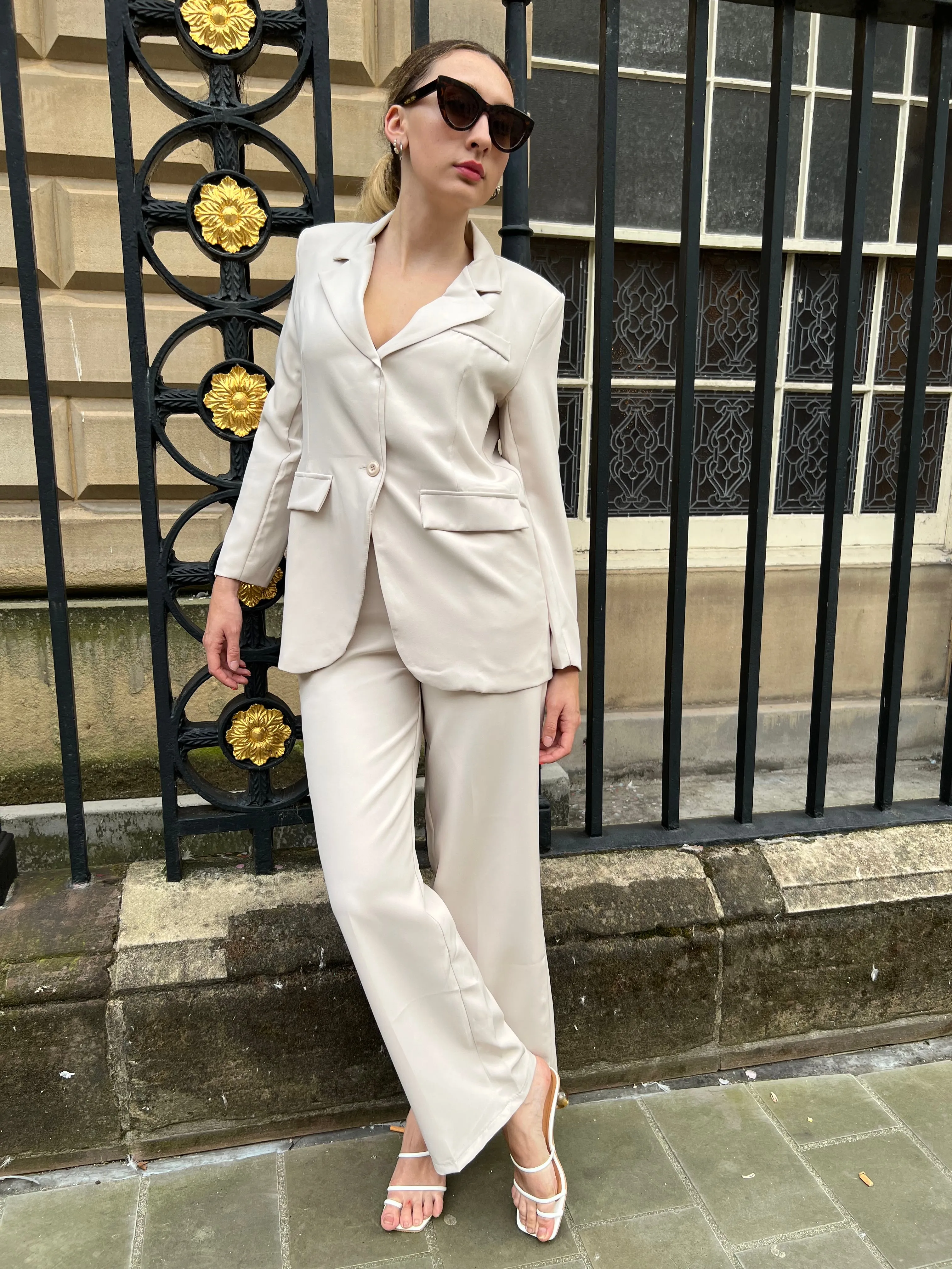 Recycled Straight Leg Trouser - Beige