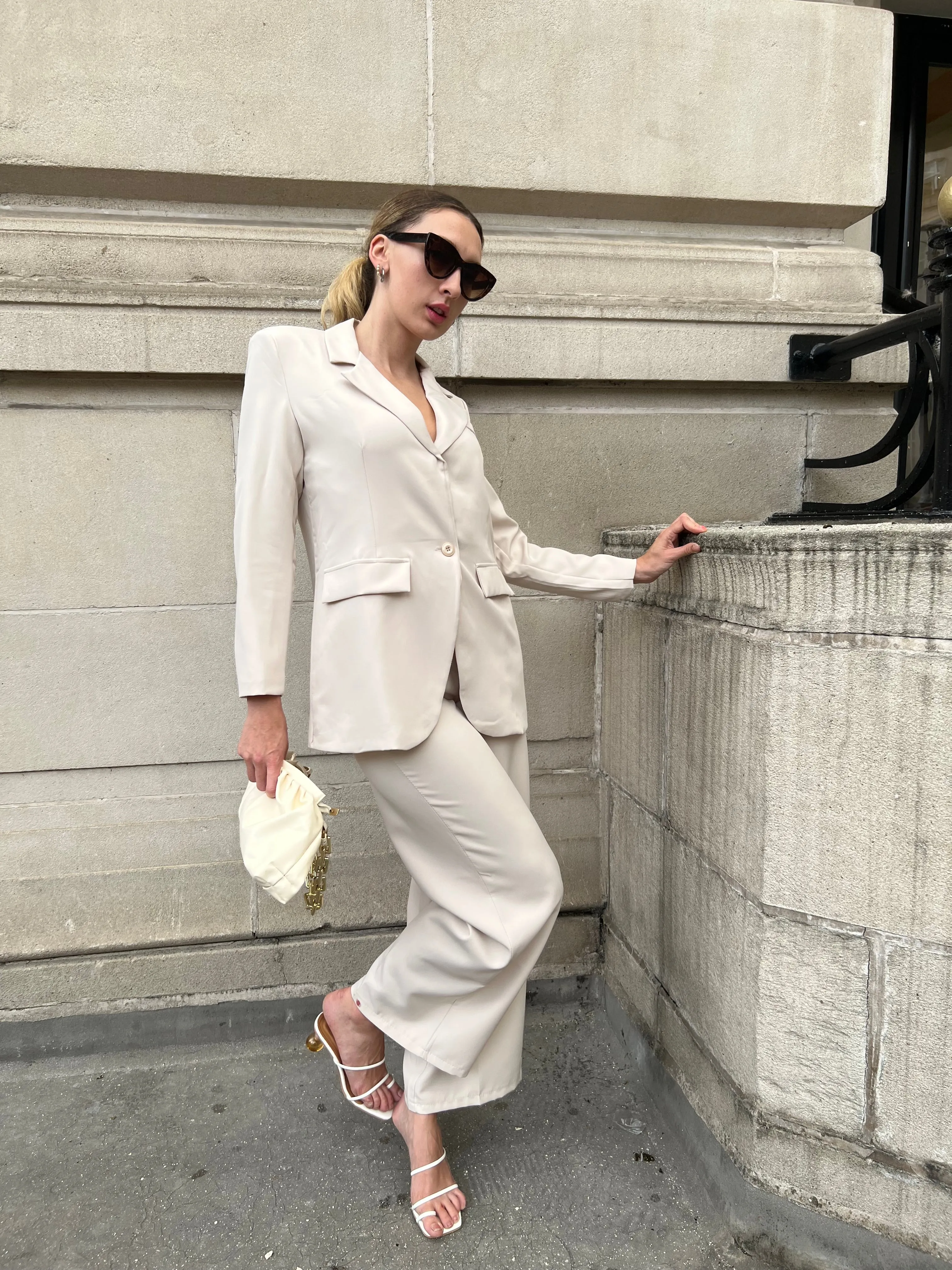 Recycled Straight Leg Trouser - Beige
